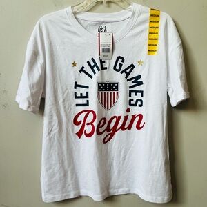 Team USA Olympics Short Sleeve White T Shirt Womens Medium  Let The Games Begin